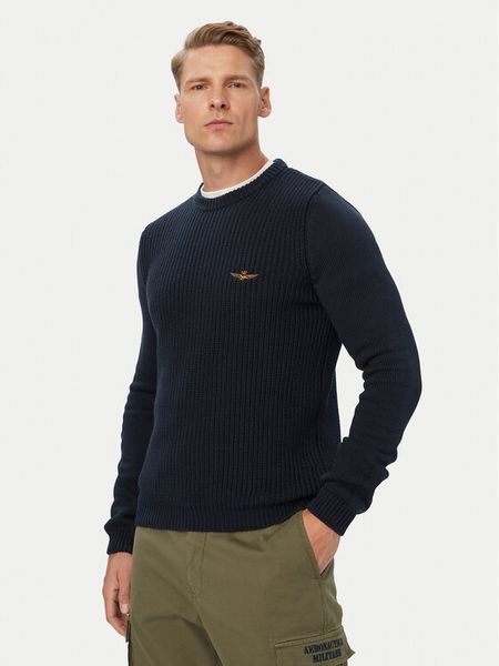 Aeronautica Militare Sweter 262MA1571UL00409 Granatowy Regular Fit. Niebieskie swetry rozpinane Aeronautica Militare, m, bez wzorów, z bawełny, bez kołnierzyka, bez ramiączek. Za 569.99 zł.