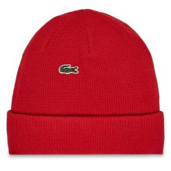 Czapka Lacoste. Czerwone czapki zimowe LACOSTE, bez wzorów. Za 259.99 zł.