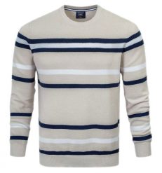 Sweter z Dzianiny Bawełnianej - w Paski - Pako Jeans - Beżowy. Brązowe swetry rozpinane Pako Jeans, l, bez wzorów, z bawełny, bez kołnierzyka, bez ramiączek. Za 169.00 zł.