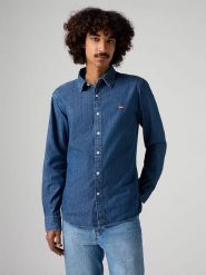Levi´s Koszula dżinsowa - Slim fit - w kolorze granatowym rozmiar: S. Niebieskie koszule s, bez wzorów, z bawełny, bez kołnierzyka, bez ramiączek. Za 84.01 zł.