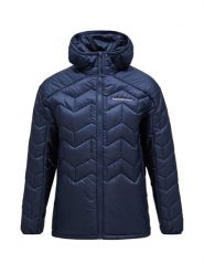 Kurtka Peak Performance męska Elevate Liner Hood granatowa. Niebieskie kurtki Peak Performance, l, bez wzorów, z puchu, bez kaptura. Za 978.20 zł.