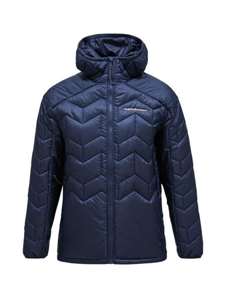 Kurtka Peak Performance męska Elevate Liner Hood granatowa. Niebieskie kurtki Peak Performance, l, bez wzorów, z puchu, bez kaptura. Za 955.05 zł.
