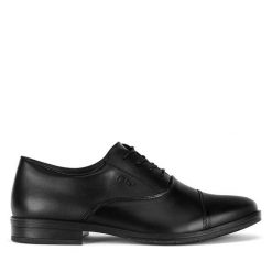 Półbuty Rieker. Czarne eleganckie półbuty Rieker, bez wzorów, bez obcasa, bez zapięcia. Za 335.00 zł.