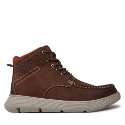 Trzewiki Lee Cooper. Brązowe botki sznurowane Lee Cooper, bez wzorów, bez obcasa, bez zapięcia. Za 299.99 zł.
