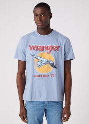 WRANGLER EAGLE TEE MĘSKA KOSZULKA T-SHIRT LOGO STONE WASH W70REEX4Q 112321259. T-shirty Wrangler, m, bez wzorów, bez kołnierzyka, bez ramiączek. Za 69.99 zł.