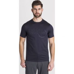T-SHIRT Emporio Armani. Niebieskie t-shirty Emporio Armani, l, bez wzorów, z bawełny, bez kołnierzyka, bez ramiączek. Za 314.30 zł.