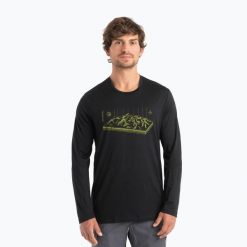 Longsleeve termoaktywny męski icebreaker Merino 150 Tech Lite II Tee Alps 3D. Czarne bielizna termoaktywna Icebreaker, na zimę, m, bez wzorów, bez ramiączek, narciarskie. Za 259.99 zł.