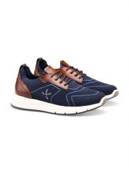 LLOYD Skórzane sneakersy w kolorze granatowo-jasnobrązowym rozmiar: 43. Brązowe buty sportowe casual Lloyd, bez wzorów, z materiału, bez zapięcia. Za 542.45 zł.