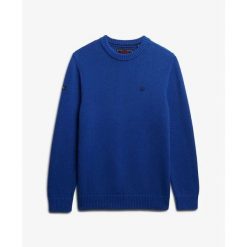 Sweter bawełniany preppy Superdry. Niebieskie swetry nierozpinane Superdry, na zimę, m, bez wzorów, z bawełny, bez kołnierzyka, bez ramiączek. Za 321.30 zł.