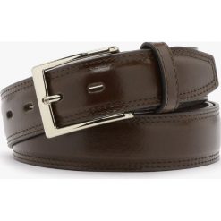Brązowy PASEK MĘSKI. Brązowe paski Ryłko, bez wzorów, ze skóry. Za 119.99 zł.
