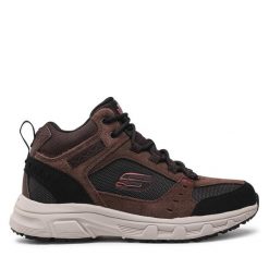 Trekkingi Skechers. Brązowe botki sznurowane Skechers, bez wzorów, bez obcasa, bez zapięcia. Za 339.99 zł.