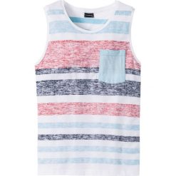 Koszulka bez rękawów Slim Fit bonprix biały w paski. Bezrękawniki bonprix. Za 44.99 zł.
