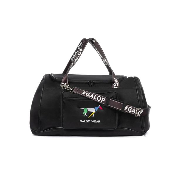 Torba jeździecka GALOP WEAR Black Full Pack na akcesoria i sprzęt konia, jeźdźca. Czarne torby na ramię GALOP WEAR, bez wzorów, z materiału, na ramię, z nadrukiem, bez dodatków. Za 359.00 zł.