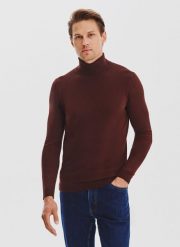 PAKO LORENTE - Brązowy gładki golf męski. Brązowe golfy Pako Lorente, l, bez wzorów, z bawełny, bez ramiączek. Za 169.99 zł.