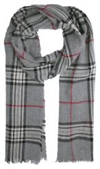 Szalik z Kaszmiru, Jasny Szary w Kratkę, Delikatny, Miękki, Ciepły -V. Fraas. Szare szaliki V. Fraas, bez wzorów, z kaszmiru. Za 255.00 zł.