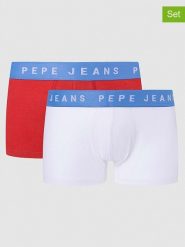 Pepe Jeans Bokserki (2 pary) w kolorze czerwono-białym rozmiar: M. Białe bokserki Pepe Jeans, m, bez wzorów, z jeansu. Za 54.95 zł.