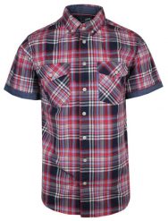 Koszula Męska Bawełniana, Granatowo-Czerwona w Kratkę Casualowa, Krótki Rękaw -PAKO JEANS. Czerwone koszule Pako Jeans, l, bez wzorów, z bawełny, bez kołnierzyka, bez ramiączek. Za 165.00 zł.