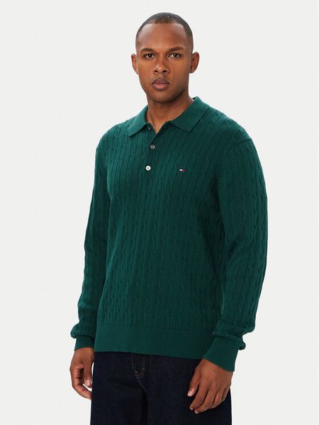 Tommy Hilfiger Sweter Classic MW0MW41955 Zielony ciemny Regular Fit. Zielone swetry rozpinane Tommy Hilfiger, l, bez wzorów, z bawełny, bez kołnierzyka, bez ramiączek. Za 649.99 zł.