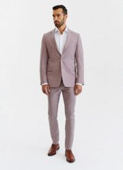 PAKO LORENTE – Gładkie różowe spodnie garniturowe męskie. Czerwone eleganckie spodnie Pako Lorente, m, z wełny. Za 399.99 zł.