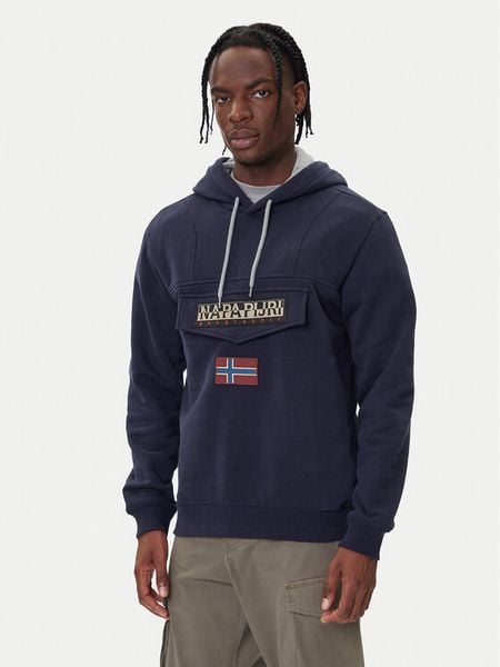 Napapijri Bluza Burgee Wint 4 NP0A892T Granatowy Regular Fit. Niebieskie bluzy Napapijri, m, bez wzorów, z bawełny, bez kaptura. Za 402.99 zł.