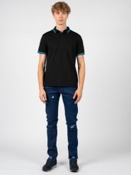Guess Koszulka Polo | M2GP34 KARS0 | Mężczyzna | Czarny. Czarne koszulki polo Guess, m, z aplikacjami, z bawełny, bez kołnierzyka, bez ramiączek. W wyprzedaży za 159.00 zł.