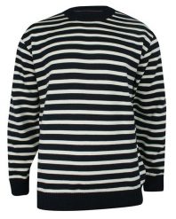 Sweter Granatowo-Biały w Paski, Łaty na Rękawach, Okrągły Dekolt (U-neck), Męski - BELIKA. Niebieskie swetry rozpinane Belika, na lato, m, bez wzorów, z wełny, bez kołnierzyka, bez ramiączek. Za 169.00 zł.