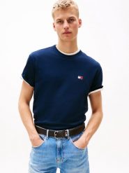 TOMMY JEANS Koszulka w kolorze granatowym rozmiar: L. Niebieskie bezrękawniki Tommy Jeans, l, bez wzorów, z bawełny, bez kołnierzyka, bez ramiączek. Za 140.53 zł.