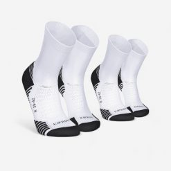 Skarpetki do biegania Kiprun Run 500 wysokie grube 2 pary. Białe skarpety KIPRUN, bez wzorów, z dzianiny. Za 34.99 zł.