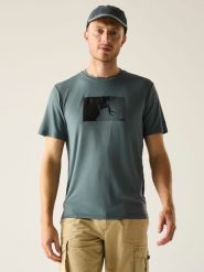 Regatta Koszulka funkcyjna "Fingal Stretch" w kolorze niebieskoszarym rozmiar: XXL. Niebieskie t-shirty sportowe Regatta, bez wzorów, z materiału, bez ramiączek, outdoorowe. Za 52.42 zł.