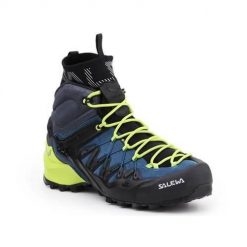 Buty trekkingowe męskie Salewa MS Wildfire Edge Mid Gtx. Niebieskie buty trekkingowe Salewa, bez wzorów, z gumy, za kostkę, bez zapięcia. Za 1,059.00 zł.