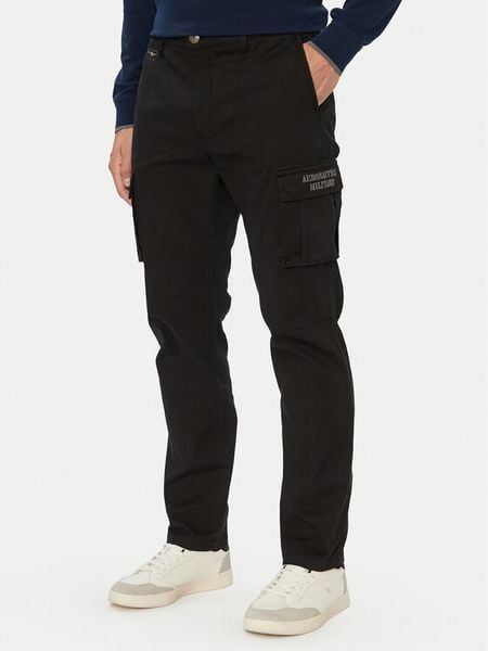 Aeronautica Militare Spodnie cargo 262PA1329UCT02443 Czarny Regular Fit. Czarne spodnie materiałowe Aeronautica Militare, m, bez wzorów, z bawełny. Za 714.99 zł.