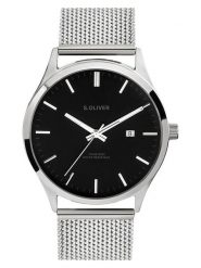 S.Oliver Zegarek kwarcowy w kolorze srebrno-czarnym rozmiar: onesize. Szare, analogowe zegarki S.Oliver, metalowe. Za 173.99 zł.