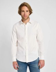 MESKA KOSZULA LEE PATCH SHIRT BRIGHT WHITE 112333654. Białe koszule Lee, s, bez wzorów, bez kołnierzyka, bez ramiączek. Za 149.99 zł.
