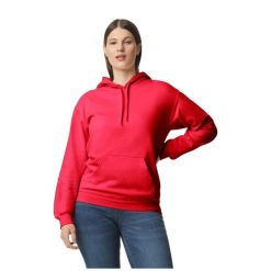 Bluza Z Kapturem Dla Dorosłych Unisex Softstyle Fleece Midweight. Czerwone bluzy GILDAN, l, bez wzorów, z kapturem. Za 112.99 zł.