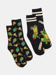 Skarpetki 2 pack Teenage Mutant Ninja Turtles - czarny. Czarne skarpety Sinsay, bez wzorów. Za 15.99 zł.