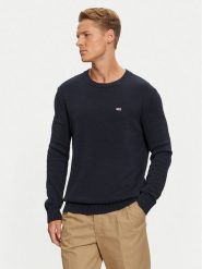 Tommy Jeans Sweter Essential DM0DM18370 Granatowy Slim Fit. Niebieskie swetry rozpinane Tommy Jeans, m, bez wzorów, z bawełny, bez kołnierzyka, bez ramiączek. Za 269.99 zł.