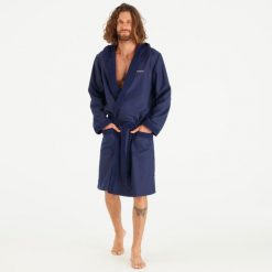 Szlafrok na basen męski Watko Compact z mikrofibry. Niebieskie szlafroki NABAIJI, m, bez wzorów, z bawełny, bez ramiączek, bez kaptura. Za 99.99 zł.