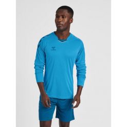 Koszulka Hmlcore dla dorosłych. Niebieskie bluzki z długim rękawem Hummel, bez wzorów, z poliesteru, bez kołnierzyka, bez ramiączek. Za 145.50 zł.