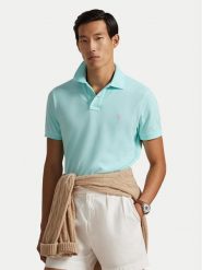 Polo Ralph Lauren Polo 710536856500 Turkusowy Slim Fit. Niebieskie koszulki polo Polo Ralph Lauren, m, bez wzorów, z bawełny, bez kołnierzyka, bez ramiączek. Za 569.99 zł.