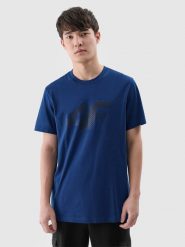 4F T-shirt regular z nadrukiem męski - turkusowy XXL. Niebieskie t-shirty 4F, m, bez wzorów, z bawełny, bez kołnierzyka, bez ramiączek. Za 59.99 zł.
