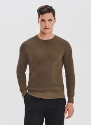 PAKO LORENTE - Brązowy sweter męski o-neck. Brązowe swetry nierozpinane Pako Lorente, na jesień, m, bez wzorów, z bawełny, bez kołnierzyka, bez ramiączek. Za 199.99 zł.