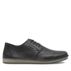 Półbuty Rieker. Czarne eleganckie półbuty Rieker, bez wzorów, bez obcasa, bez zapięcia. Za 339.99 zł.