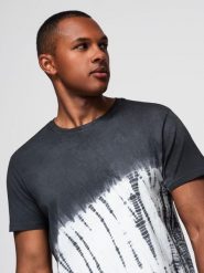 T-shirt męski bawełniany TIE DYE - grafitowy V1 - Rozmiar: L. Szare t-shirty Ombre Clothing, l, bez wzorów, z bawełny, bez kołnierzyka, bez ramiączek. W wyprzedaży za 19.99 zł.
