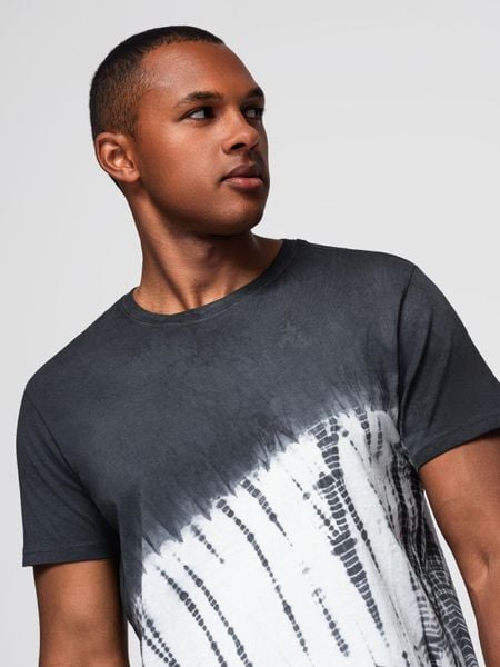 T-shirt męski bawełniany TIE DYE - grafitowy V1 - Rozmiar: L. Szare t-shirty Ombre Clothing, l, bez wzorów, z bawełny, bez kołnierzyka, bez ramiączek. W wyprzedaży za 19.99 zł.