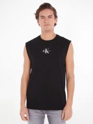 CALVIN KLEIN JEANS Top w kolorze czarnym rozmiar: M. Czarne bezrękawniki Calvin Klein Jeans, m, bez wzorów, z bawełny, bez kołnierzyka, bez ramiączek. Za 106.13 zł.