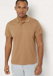 Ciemnobeżowa Koszulka Polo z Krótkim Rękawem Wakeish. Brązowe koszulki polo Born2be, l, bez wzorów, z tkaniny, bez kołnierzyka, bez ramiączek. W wyprzedaży za 38.24 zł.