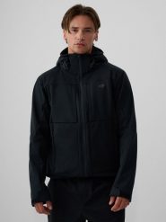 4F Kurtka softshell wiatroodporna membrana 8000 męska - czarna L. Czarne kurtki 4F, l, bez wzorów, z softshellu, bez kaptura. Za 499.99 zł.