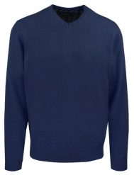 Męski, Bawełniany Sweter w Serek (V-neck) - Adriano Guinari - Granat. Niebieskie swetry rozpinane Adriano Guinari, l, bez wzorów, z bawełny, bez kołnierzyka, bez ramiączek. Za 169.00 zł.