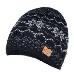 Czapka Zimowa, Granatowa w Śnieżki, Ciepła, Podszyta Polarem, Męska -Pako Jeans. Niebieskie czapki zimowe Pako Jeans, bez wzorów, z jeansu. Za 45.00 zł.