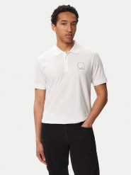 KARL LAGERFELD Polo 745025 563224 Biały Regular Fit. Białe koszulki polo KARL LAGERFELD, l, bez wzorów, z bawełny, bez kołnierzyka, bez ramiączek. Za 479.99 zł.